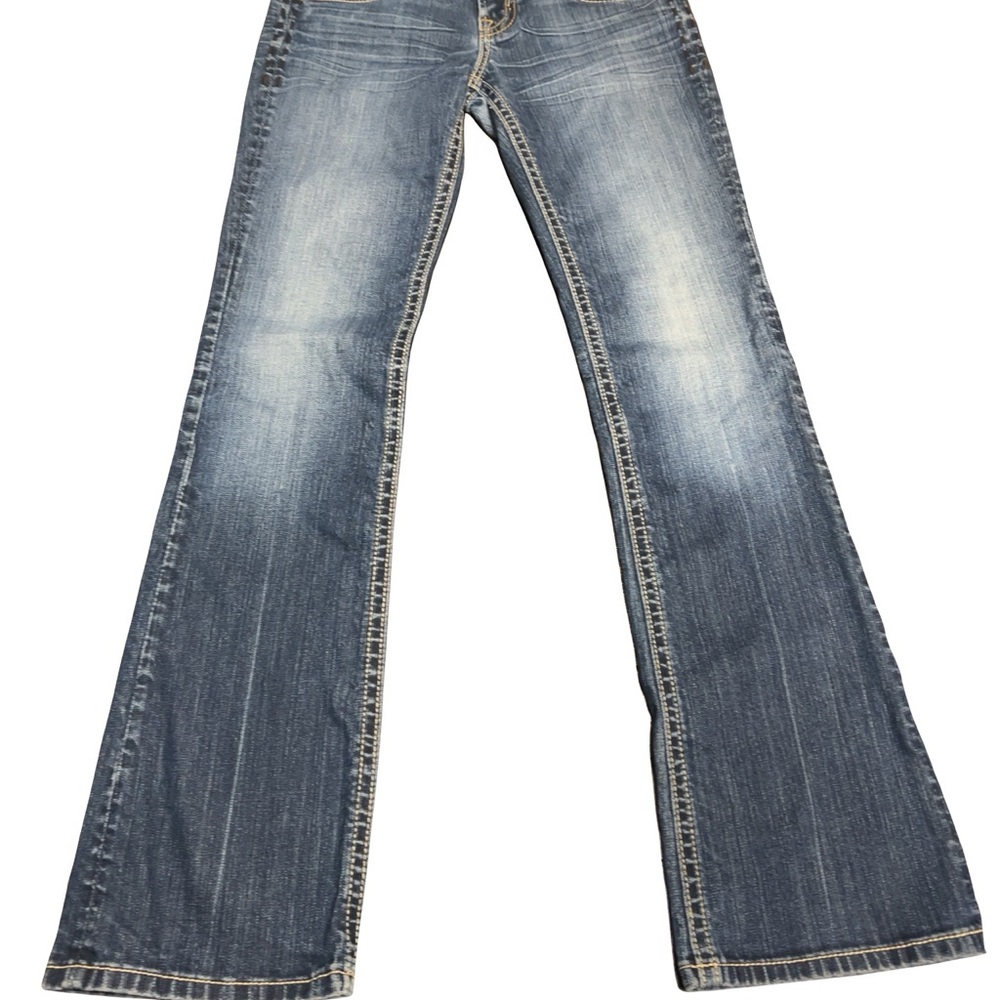 Blue MEK Boot Cut Women's Jeans. Back pocket button missing. Size 28 - 5/6